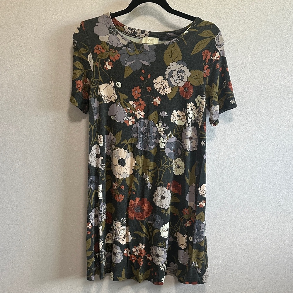 LOFT Floral Print Mini Dress - Multicolor